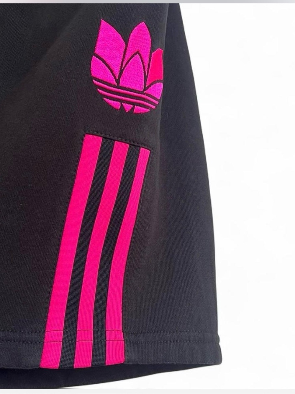 Adidas Originals Men’s L Black Pink 3 Stripe Drawstring Shorts Trefoil Retro